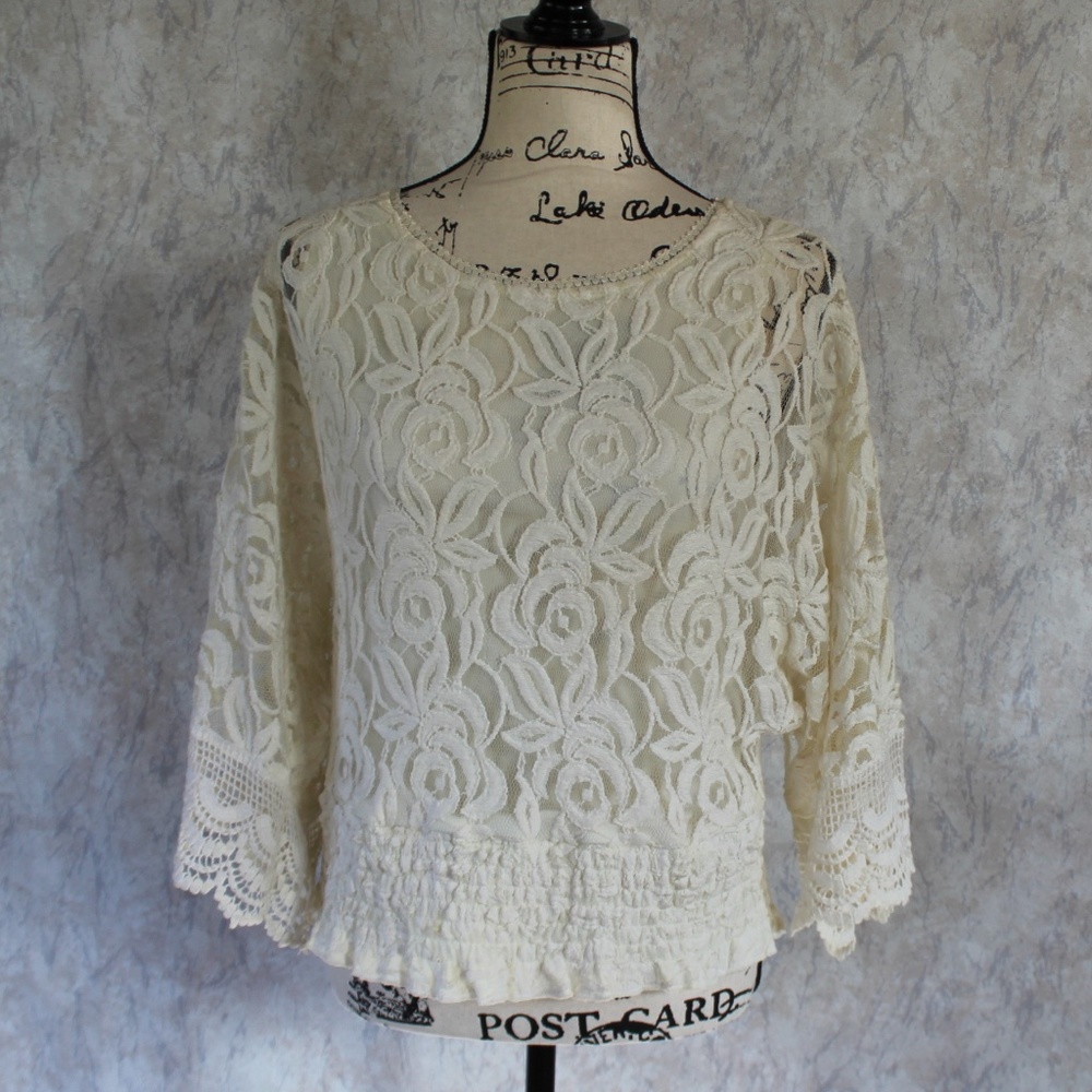 Beautiful Lacey Crocheted Top by Investments- PS